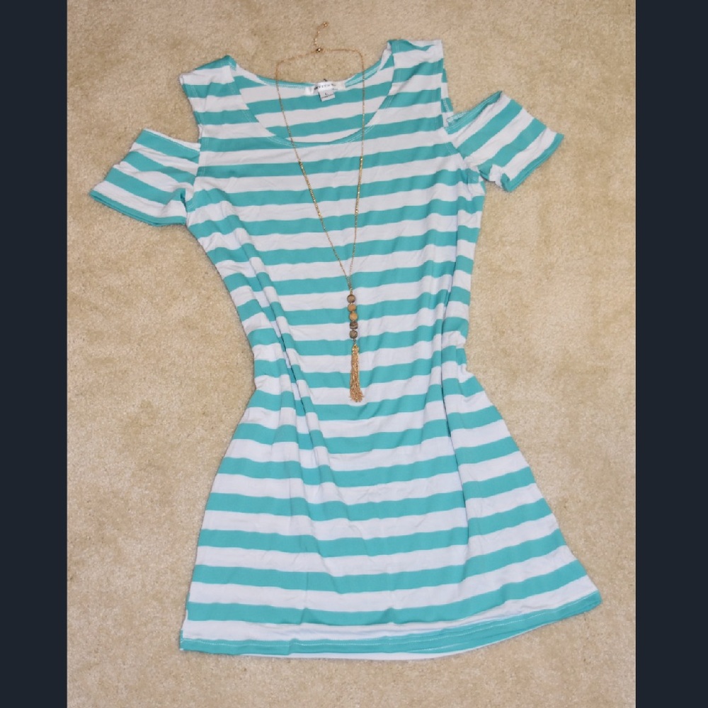 Blue and White Stripe Dress Size L